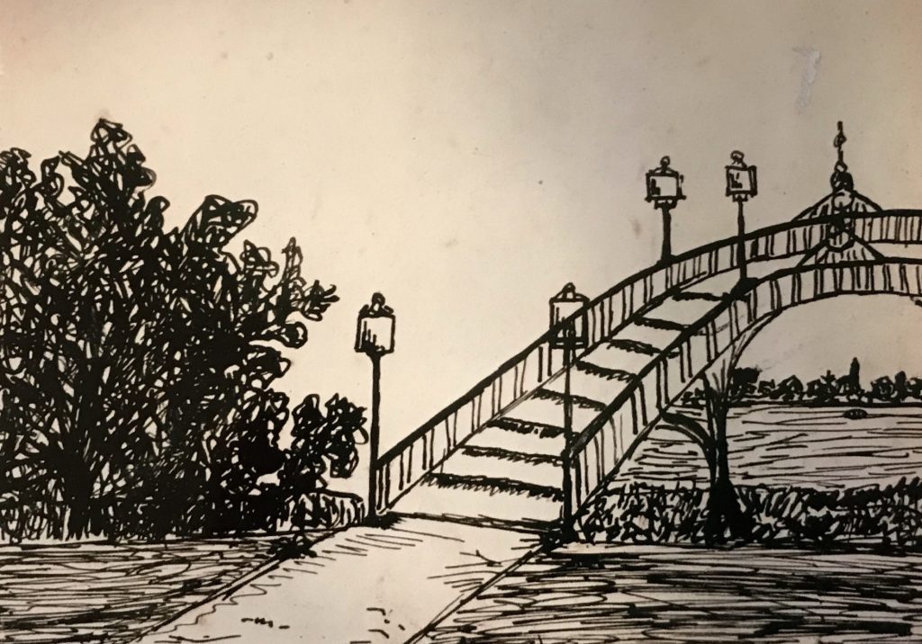 Pamina’s first sketch (at age 12)“Bridge in Tiergarten”, 1916