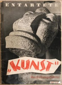 Cover of Entartete Kunst exhibition catalogue, 1937, published by Verlag für Kultur-und Wirtschaftswerbung, Berlin (Col 32 E5.1 N3 1937)